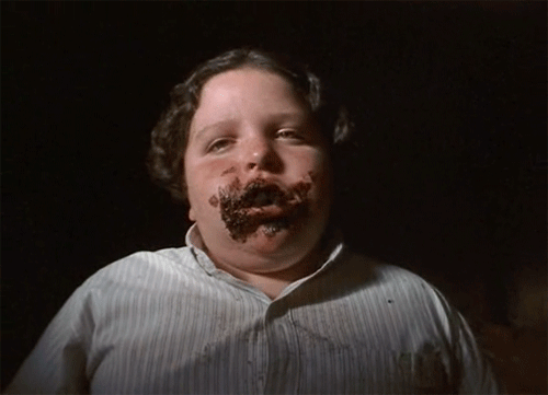 Image result for chocolate around mouth gif